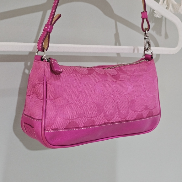 Vintage Coach Hamptons Demi Shoulder Bag Baguette Clutch (Pink) # 6094 - Picture 5 of 13